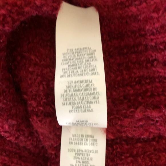 Aerie Oversized Ribbed V-Neck Sweater Long Sleeve Red Pullover Women's Medium - Picture 10 of 14